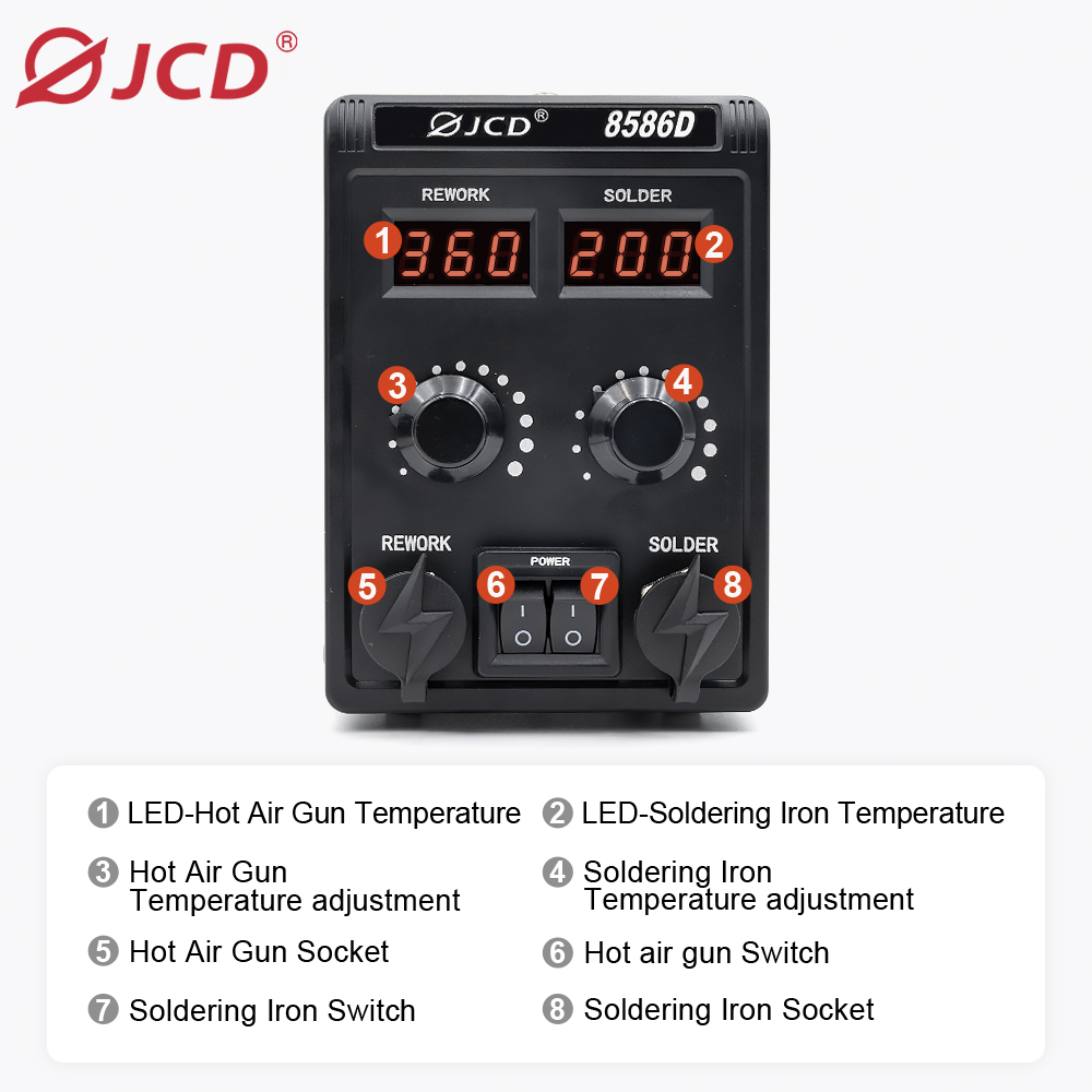 Jcd 8586d 2-em-1 estação de so - Smd Rework Station Hot Air Soldering 2 In 1 avaliação e preço